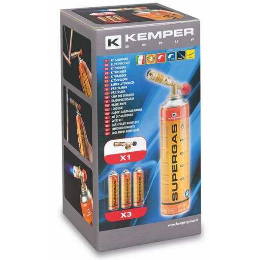 [10/2-1047SET] Gaasipõleti KEMPER + 3 SUPERGAS gaasi 600 ml