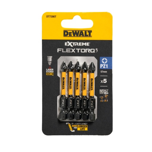 [26/5-DT7386T] FLEXTORQ Screwdriver Bits PZ1, 25 mm, DeWALT, 5 pcs.