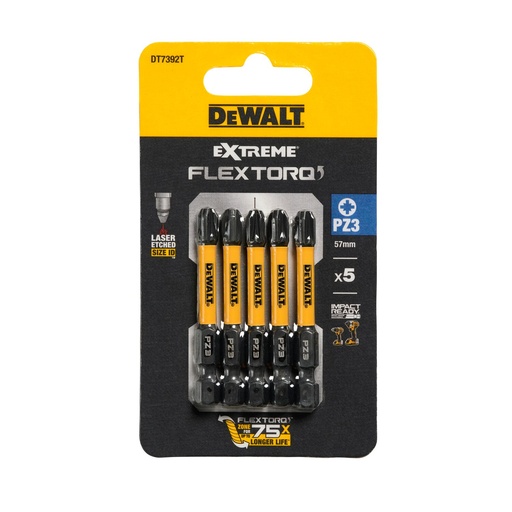 [26/5-DT7392T] FLEXTORQ otsikud PZ3, 57 mm, DeWALT, 5 tk