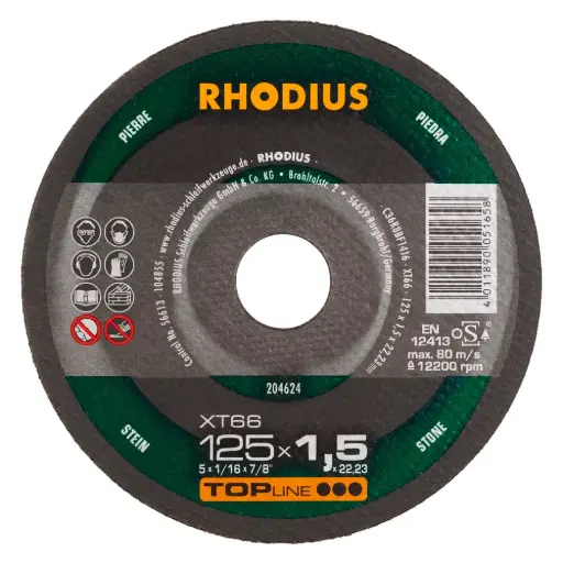 [250-204624] Griešanas disks XT66, 125x1,5x22,23 mm, RHODIUS