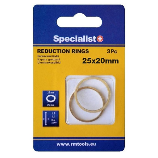 [11/2-2520P] SPECIALIST+ redukcinis žiedas, 25.4x20x1.2/1.4/2 mm, 3 vnt.