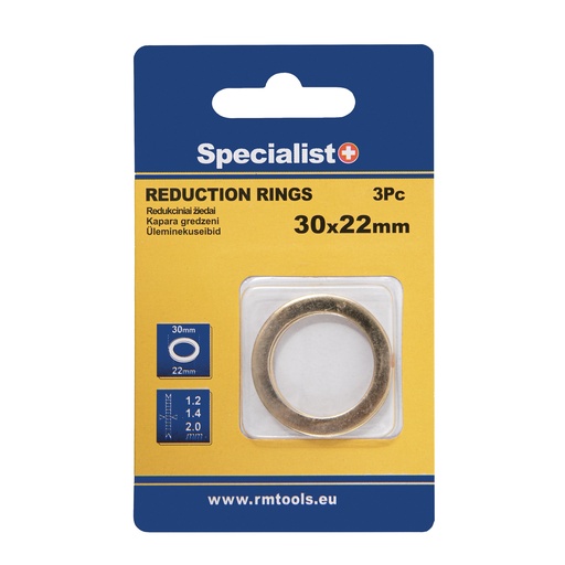 [11/2-3022P] SPECIALIST+ redukcinis žiedas, 30x22x1.2/1.4/2 mm, 3 vnt.
