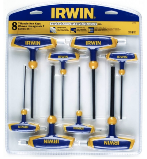 [12-T10771] T handle hex set 8pc