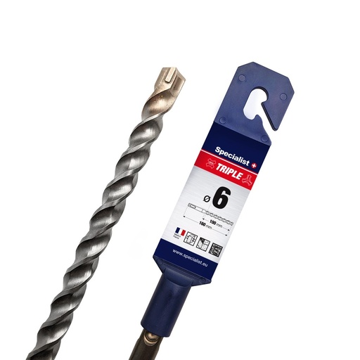 [19/3-06100A] SPECIALIST+ hammer drill TRIPLE, 6/100 x 160 mm