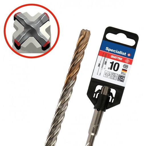[19/3-10200] SPECIALIST+ keturg. grąžtas QUATTRO, 10/200x260 mm
