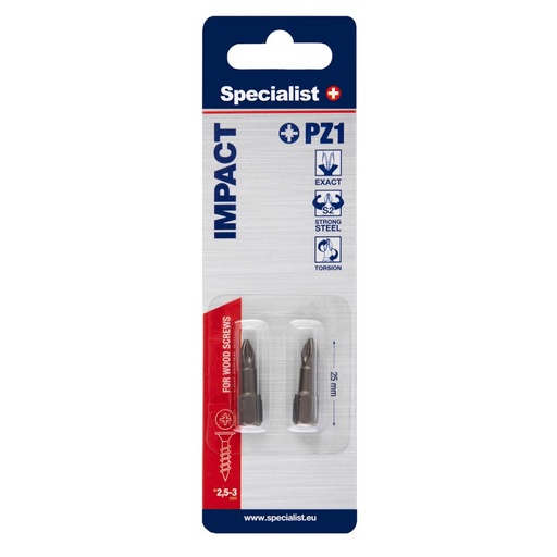 [24/2-054] SPECIALIST+ screwdriver bit, PZ1, 2 pcs