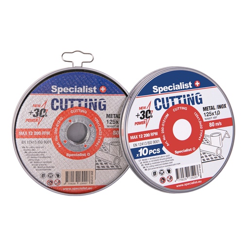 [250-01210M] SPECIALIST+ metāla griešanas disks, 125 x 1 x 22 mm CUTTING, 10 gab. metāl. D