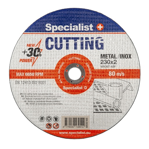 [250-02320] SPECIALIST+ metāla griešanas disks CUTTING, 230 x 2 x 22 mm
