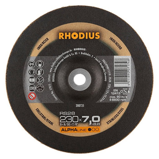 [250-208735] Metallilihvimisketas„RHODIUS" 230x7x22,2 mm