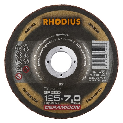 [250-210611] Slīpēšanas disks Rhodius 125x7,0x22,23
