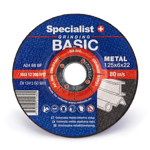 [250-21260] SPECIALIST+ šlif. diskas BASIC, 125x6x22 mm