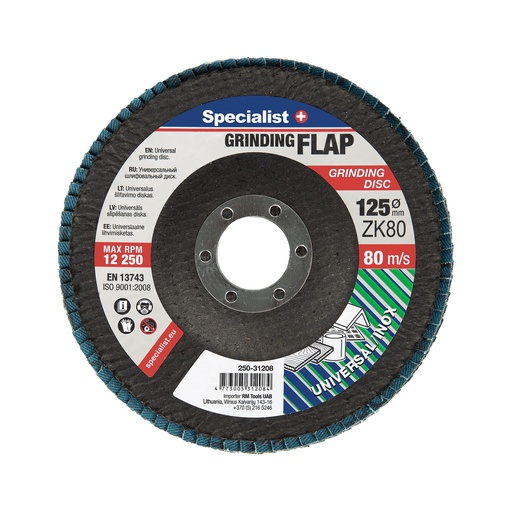 [250-31208] SPECIALIST+ vēdekļveida slīpēšanas disks ZK80, 125 mm
