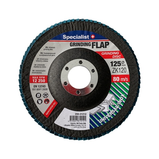 [250-31212] SPECIALIST+ flap disc, 125 mm, ZK120