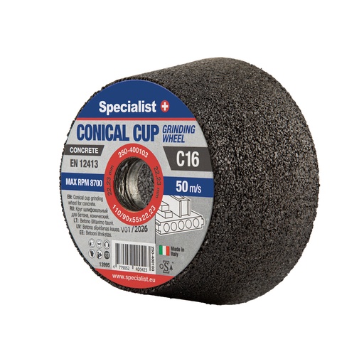 [250-400103] SPECIALIST+ conical cup grinding wheel C16, 110/90x55x22.23 mm 