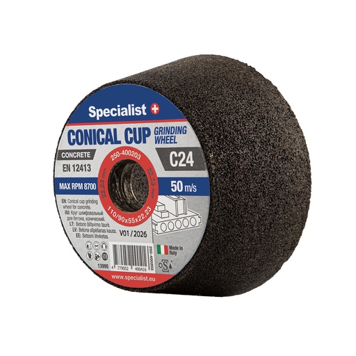 [250-400203] SPECIALIST+ conical cup grinding wheel C24, 110/90x55x22.23 mm