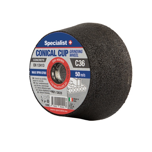 [250-400303] SPECIALIST+ betono šlif. taurė C36 110/90x55x22.23 mm