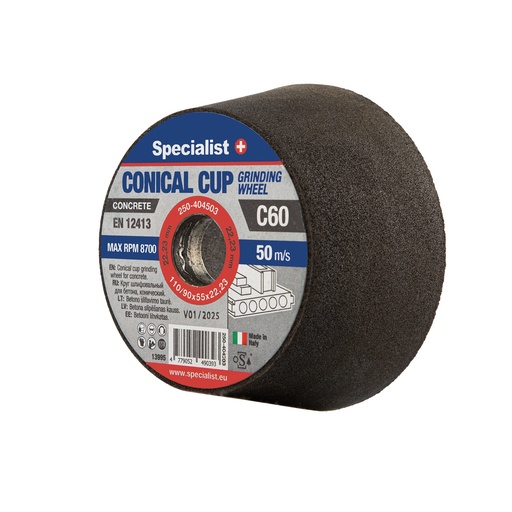 [250-404503] SPECIALIST+ betona slīpēšanas kauss C60, 110/90 x 55 x 22.23 mm