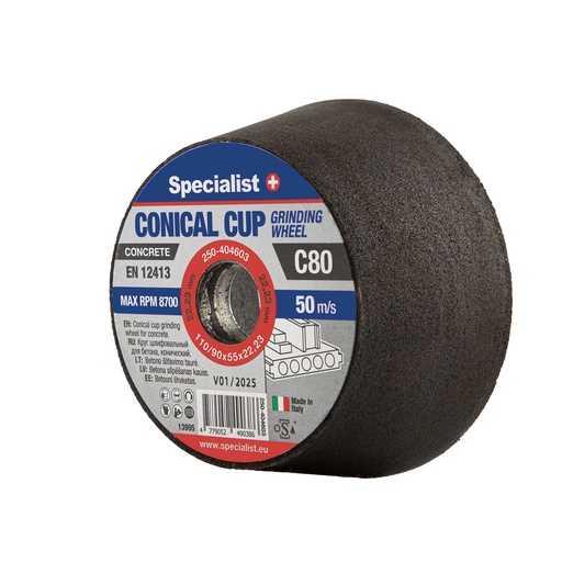 [250-404603] SPECIALIST+ conical cup grinding wheel C80, 110/90x55x22.23 mm