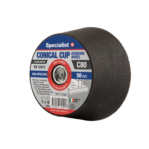 [250-410503] SPECIALIST+ conical cup grinding wheel C80, 110/90x55xM14
