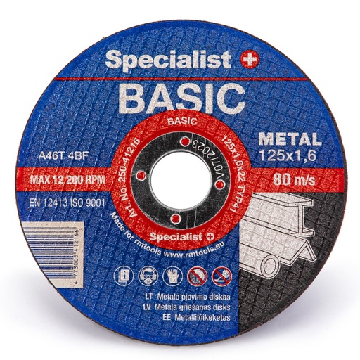[250-41216] SPECIALIST+ metāla griešanas disks BASIC, 125 x 1.6 x 22 mm