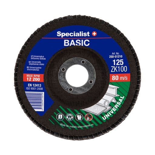 [250-51210] SPECIALIST+ vēdekļveida slīpēšanas disks BASIC ZK100, 125 mm