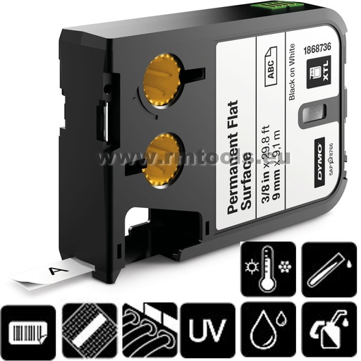 [31-8740] DYMO® XTL™ polüester kleepkirjalint, 12mm, must/läbipaistev