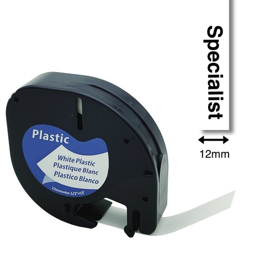 [31/2-A91201] Dymo Letratag comp.12mm Plastic B/white