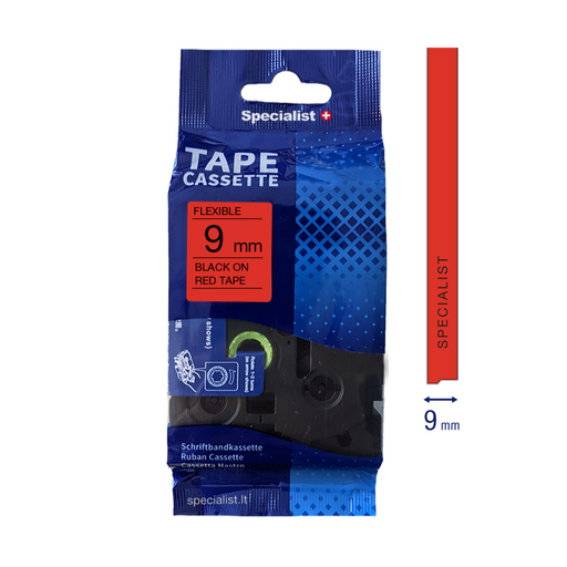 [31/2-FX421] SPECIALIST+ kleepkirjalint FLEXIBLE, 9 mm, must/punane
