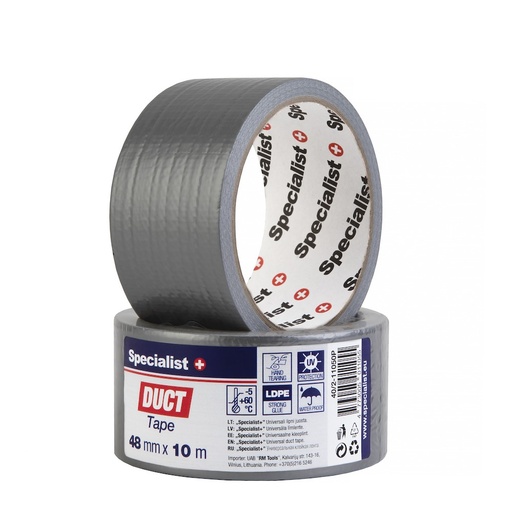 [40/2-11050P] SPECIALIST+ universal duct tape, grey, 10 m x 48 mm