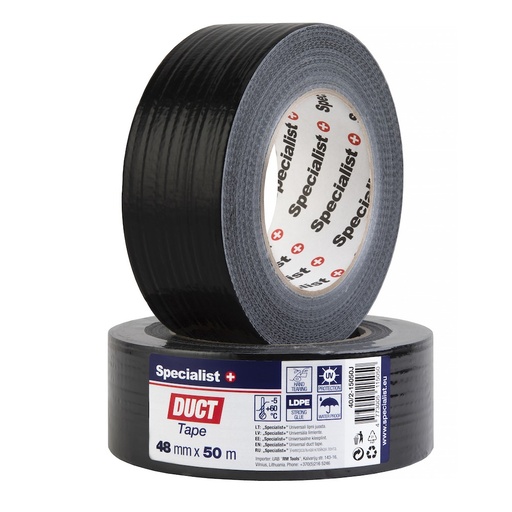 [40/2-15050J] SPECIALIST+ universal duct tape, black, 48 m x 50 mm