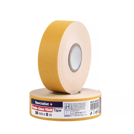 [40/2-42025B] Foam tape Wh 5m x 25mm