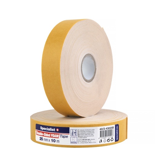 [40/2-43025B] Foam tape Wh 10m x 25mm