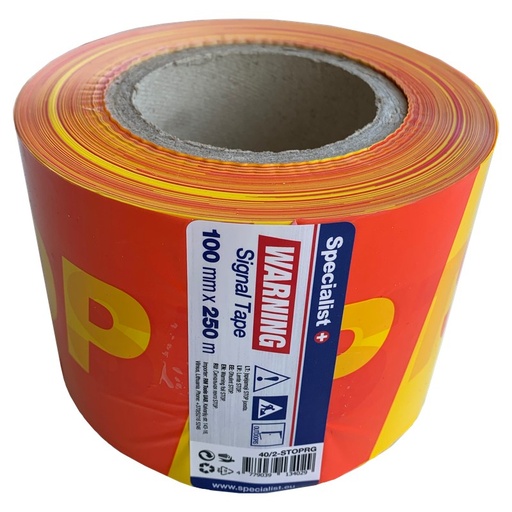 [40/2-STOPRG] SPECIALIST+ juosta „STOP“, 100 mm x 250 m, raudona/geltona
