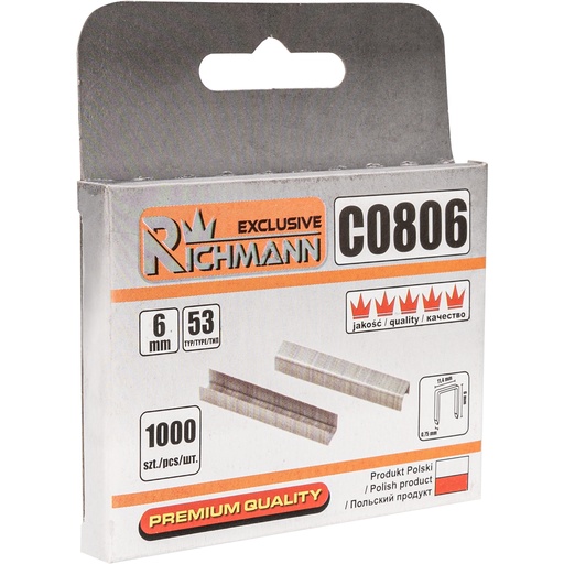 [42-C0806] Type 53 staples, 6mm. 1000 pcs, Corona