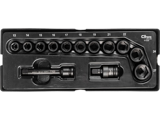 [42-C1222] TRAY - IMPACT SOCKET 13-27MM 1/2', 13 PCS